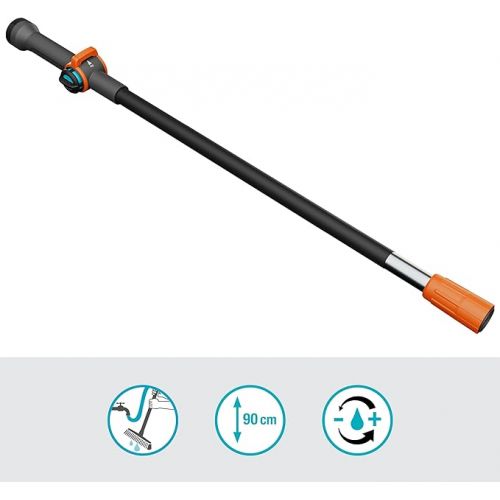  Gardena Cleansystem Handle S: Water-Carrying Cleaning Handle, 90 cm, Aluminium, Continuous Flow Regulation, for Larger Areas, Original Gardena System (18800-20)