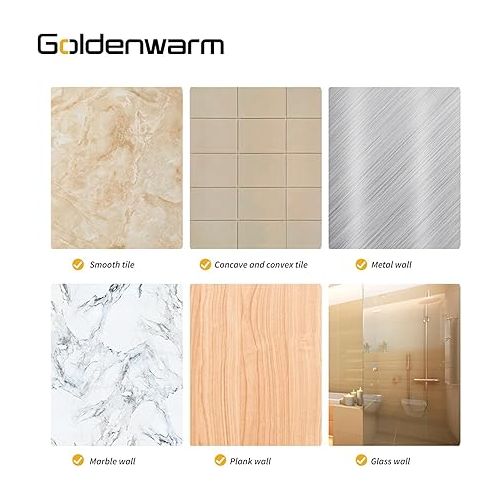  goldenwarm 2 + 1 Stainless Steel Broom Holder Self-Adhesive Broom Holder Wall No Drilling Mop Holder for Bathroom