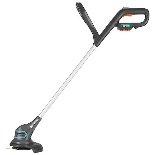  Gardena SmallCut Li-23R: Lawn Trimmer, 230 mm Cutting Circle, Durable Plastic Blade, 2 Handles, Li-Ion Battery (9822-20), 09822-20