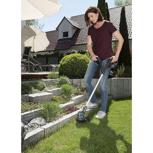  Gardena SmallCut Li-23R: Lawn Trimmer, 230 mm Cutting Circle, Durable Plastic Blade, 2 Handles, Li-Ion Battery (9822-20), 09822-20