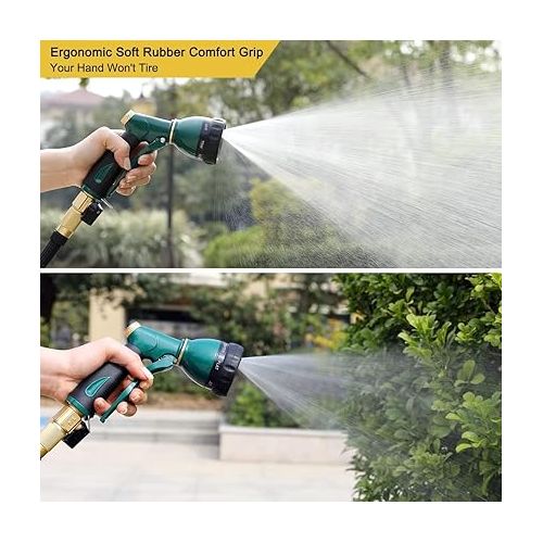  FANHAO Gardena Water Sprayer Gun with 7 Patterns, 100% Heavy Duty Metal Hose Pipe Spray Gun Zinc Alloy High Pressure Hose Gun for Plant Watering, Car and Pet Washing