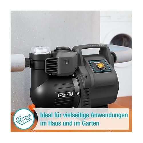  GARDENA Domestic Water Automatic 3500 / 4E: Robust house water pump, fully automatic, with LED flashing light frequency, delivery rate 3500 l / h, thermal protection switch, dry run protection (1757-20), gray / black