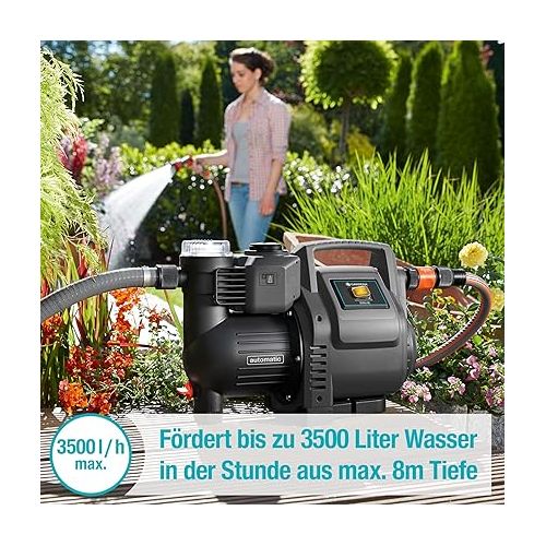  GARDENA Domestic Water Automatic 3500 / 4E: Robust house water pump, fully automatic, with LED flashing light frequency, delivery rate 3500 l / h, thermal protection switch, dry run protection (1757-20), gray / black