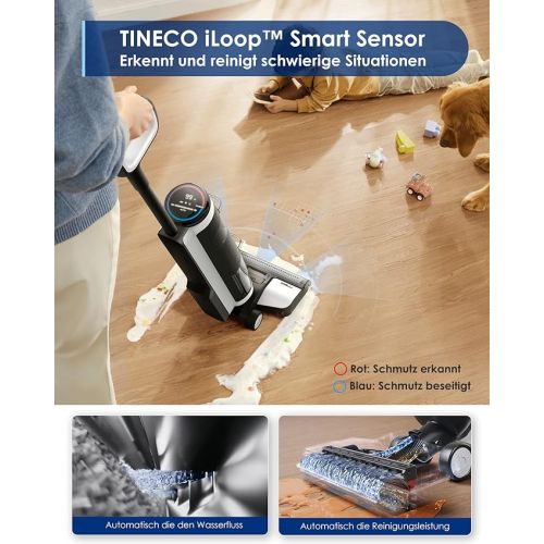  Tineco Smart wireless wet and dry Floor One S3 Rechargeable all-in-one vacuum cleaner mop with dual-tank design | Self-cleaning LED display app control | Powerful, slightly quiet