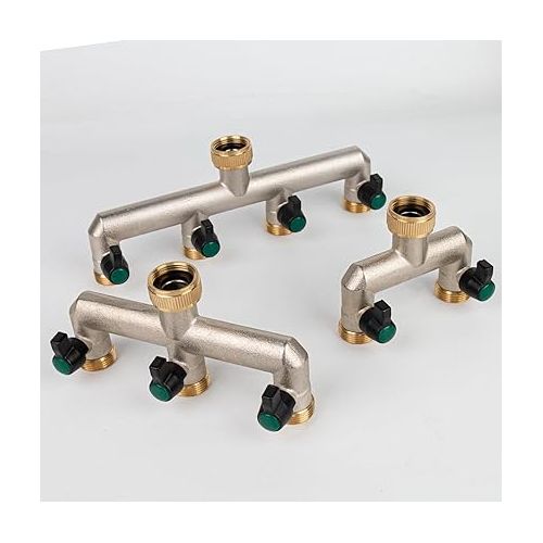  Photener 2 Way Water Distributor, Brass 2 Way Splitter with 2 Leak-Free Ball Valves, 3/4 Inch Female Thread to 2 Way 3/4 Inch Male Thread for Regulating and Shutting Water Flow