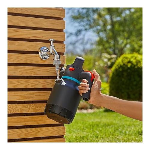  Gardena pressure sprayer 1.25 L: pressure sprayer with angled 90° nozzle, second opening with additional dosing cap, ergonomic handle (11120-20), turquoise, black, grey, orange