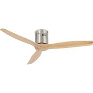 Create / Windcalm / Ceiling Fan with Lighting and Remote Control, Natural Wood Wings, 40 W, Quiet, Diameter 132 cm, 6 Speeds, Timer, DC Motor, Summer and Winter Operations