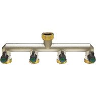 Photener 4 Way Water Distributor, Brass 4 Way Splitter with 4 Leak-free Ball Valves, 3/4 Inch Female Thread to 4 Way 3/4 Inch Male Thread for Regulating and Shutting Water Flow