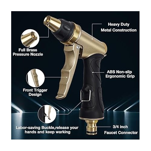  Garden Hand Shower, High Performance Garden Hose Nozzle, High Pressure Garden Shower / Garden Spray Guns, Adjustable Water Flow for Garden Watering and Pet Washing