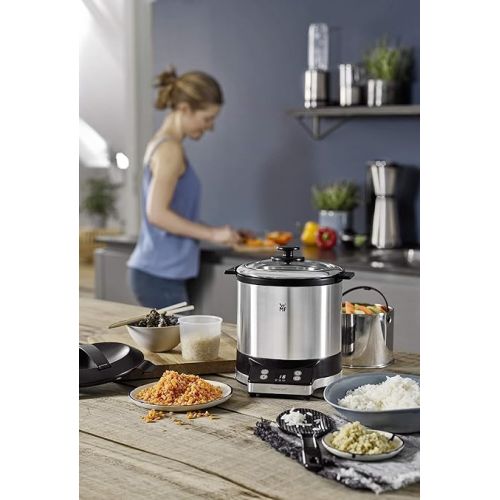  WMF KUCHENminis® Rice Cooker with Lunch-to-Go Box, Steamer, Space-Saving, Extra To-Go Lid Turns the Inner Pot (1.0 Litre) Into a Secure Lunch Box To-Go Without Food Transfer, 220 W