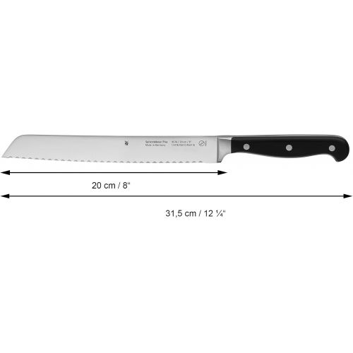  WMF Spitzenklasse Plus Bread Knife, Double Serrated Edge, 31.5 cm, Bread Knife, Made in Germany, Performance Cut, XL Handle, Serrated Edge, Blade 20 cm