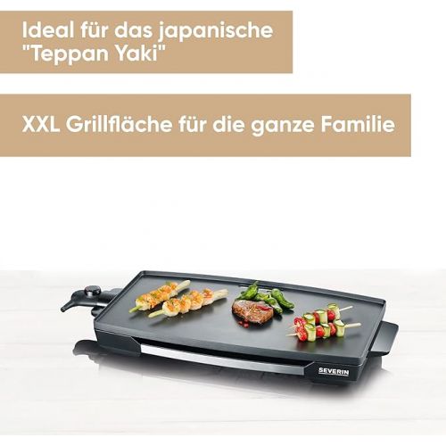  SEVERIN KG 2397 Table Grill (2,200 W, Non-Stick Coated XXL Grill Surface) Stainless Steel / Black