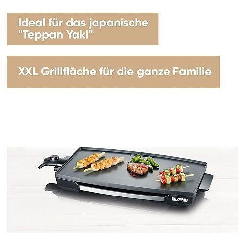  SEVERIN KG 2397 Table Grill (2,200 W, Non-Stick Coated XXL Grill Surface) Stainless Steel / Black