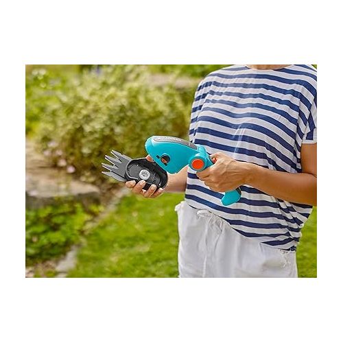  Gardena ComfortCut Li Cordless Grass Shears with 8 cm Cutting Width, Angled Comfort Handle with LED Display, Blade Change without Tools (9887-20)