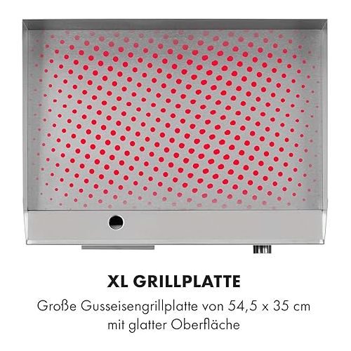  Klarstein Electric grill, grill plate, electric grill plate, table grill, electric grill made of stainless steel, splash guard and collection container, smooth XL grill surface: 54.5 x 35 cm,