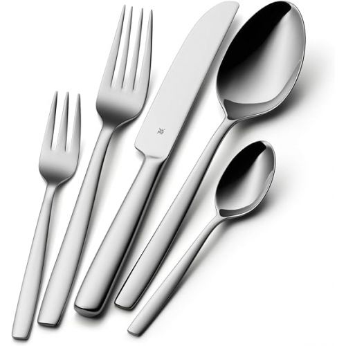  WMF Palma cutlery set 6 people, 30 pieces, monobloc knife, Cromargan stainless steel polished, glossy, dishwasher safe