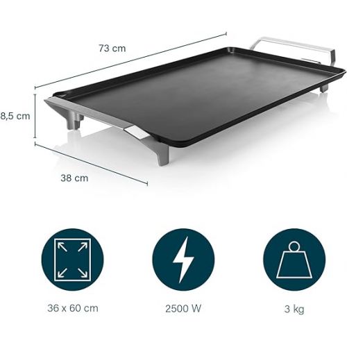  Princess Table Grill Premium XXL, Extra Large Teppanyaki Grill Plate with 60 x 36 cm, with 1.5 m Cable Lead, Double Heating Element, 103120