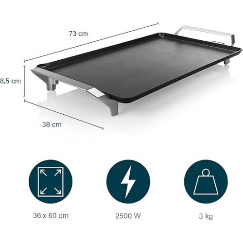  Princess Table Grill Premium XXL, Extra Large Teppanyaki Grill Plate with 60 x 36 cm, with 1.5 m Cable Lead, Double Heating Element, 103120