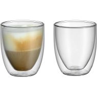 WMF Kult double-walled cappuccino glasses set, double-walled glasses 250 ml, floating effect, thermal glasses, heat-resistant tea glass, coffee glass