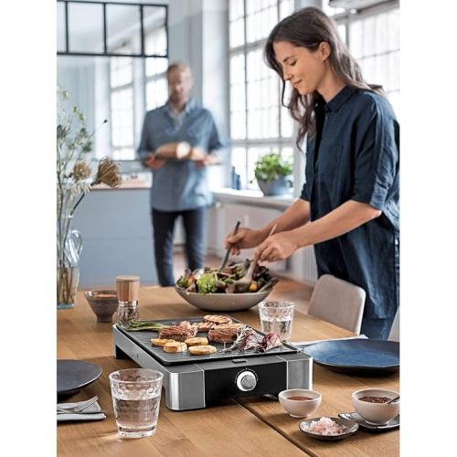  WMF Lono Ribbed Table Grill, 2000 W, Electric Grill Plate, Electric Grill with Variable Temperature Setting