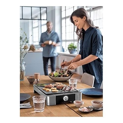  WMF Lono Ribbed Table Grill, 2000 W, Electric Grill Plate, Electric Grill with Variable Temperature Setting