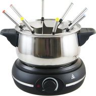 Emerio Electric fondue set for up to 8 people, can be used as oil, broth, chocolate or cheese fondue, including 8 fondue forks, continuous thermostat, stainless steel pot with splash guard, 1500 watts
