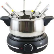 Emerio Electric fondue set for up to 8 people, can be used as oil, broth, chocolate or cheese fondue, including 8 fondue forks, continuous thermostat, stainless steel pot with splash guard, 1500 watts