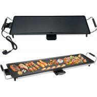 KitchenProPlus Teppenyaki Grill XXL - 2000 W Electric Grill with Non-Stick Coating, Cast Iron & Aluminium, Ideal for Family Celebrations & Garden Parties, Electric Grill, Grill Pan, Table Grill (90 x