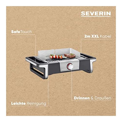  Severin Senoa Boost PG 8113 Grill with 500 °C BoostZone and SafeTouch Housing, 3000 Watt, Black