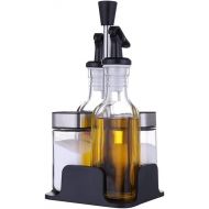 BaoWnylz Salt and Pepper Shakers Vinegar Oil Set (5-Piece Set) The Rotating Design of the Salt Shaker Bottle Cap Can Realise More Watering Methods Leak-proof Design Oil and Vinegar Dispenser