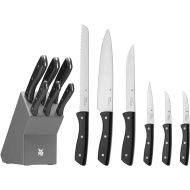 WMF Knife Block with Knife Set, 7 Pieces, Kitchen Knife Set with Knife Holder, 6 Sharp Knives, Varnished Wooden Block, Special Blade Steel