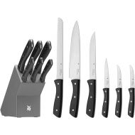 WMF Knife Block with Knife Set, 7 Pieces, Kitchen Knife Set with Knife Holder, 6 Sharp Knives, Varnished Wooden Block, Special Blade Steel