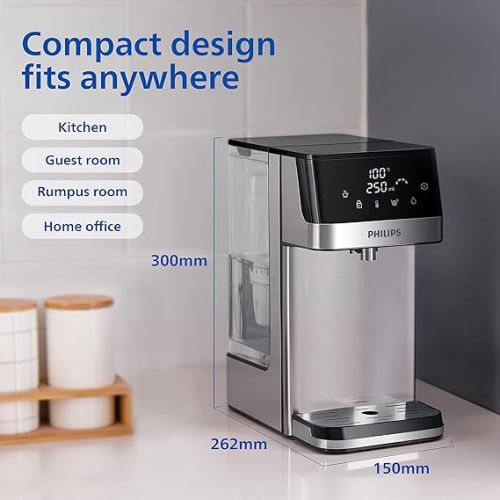  Philips Water Station, Dispenser for Filtered Hot Water, 2.2 L Capacity, 6 Temperature Presets, Touchscreen