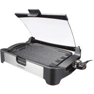 Westinghouse Table Grill with Glass Lid, Non-Stick Coating, Cool Touch Handles and Housing, Overheating Protection, Dishwasher-Safe Grill Plate, Splash Guard, Adjustable Thermostat, Black