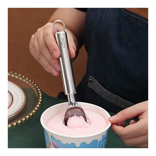  Berglander Ice Cream Scoop, Stainless Steel Biscuit Scooper, Melon Baller, Scooper Cones, Special Tools and Gadgets, Ice Cream Spoon, Food Scoop, Dishwasher Safe