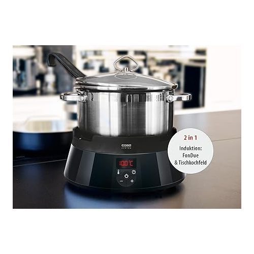  Caso 2280 Induction FonDue for 8 People, 60 to 240 Degrees Celsius, Temperature Setting, Even Heating thanks to High-Quality Fondue Pot