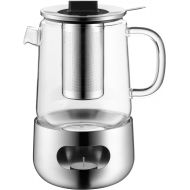 WMF SensiTea Teapot with Warmer Set of 3 Cromargan Stainless Steel Glass Jug 1.3 L with Strainer Insert and Warmer Dishwasher Safe