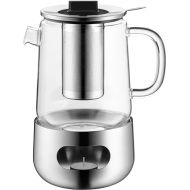 WMF SensiTea Teapot with Warmer Set of 3 Cromargan Stainless Steel Glass Jug 1.3 L with Strainer Insert and Warmer Dishwasher Safe