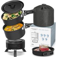 ENFRIFAM Electric Hot Pot with Foldable Handles, Portable Multi Cooker with Hotpot and Frying Pan for Motorhome, Dorm, Office, Outdoor, Camping, 1.8 L Stockpot + 1.1 L Frying Pan + 0.75 L Pan