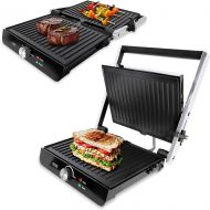 ADE Sandwich Maker 3 in 1 Non-Stick Contact Grill & Panini Toaster Table Grill Electric 180° Hinged Perfect for Sandwiches, Toast, Steaks, Vegetables, Panini, 2,000 Watts, Stainless Steel