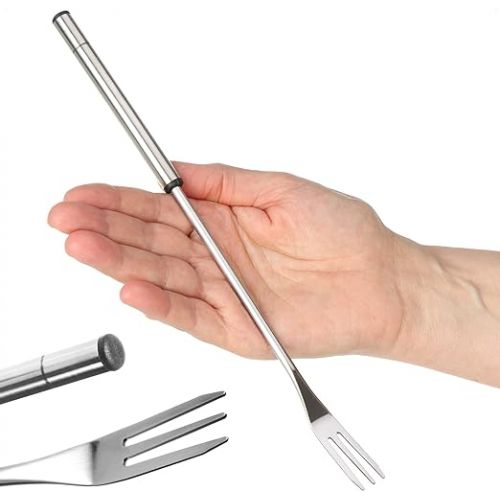  COM-FOUR® 6 x Fondue Forks Made of Stainless Steel - Dishwasher Safe Fondue Cutlery - Fondue Skewers with Stainless Steel Handle (Pack of 06 - Stainless Steel Handle)