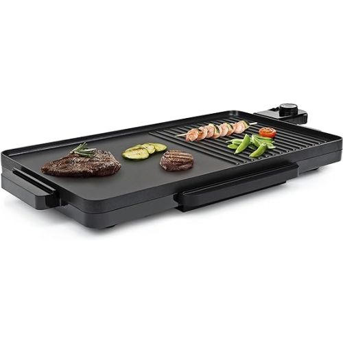  Tristar BP-2750 Table Grill, 2000 Watt, Non-Stick Coating, Grease Collection Container, 49 x 27 cm Grill Surface