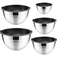 Mkitnvy Salad Bowl Set of 5, Stainless Steel Bowl with Airtight Lid, Size 4.5L/2.7L/1.5L/1.2L/0.7L, with Lid for Kitchen, Stackable, Versatile, Dishwasher Safe