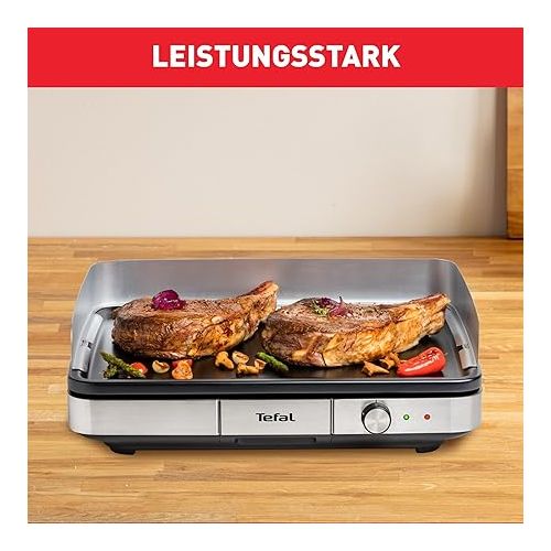  Tefal Maxi Plancha CB690D Electric Table Grill | Extra Large | Non-Stick Teppanyaki Plate | Easy to Clean | Can be Used Indoor and Outdoor Use | Includes Removable Wind Protection + Spatula | 2300 W,