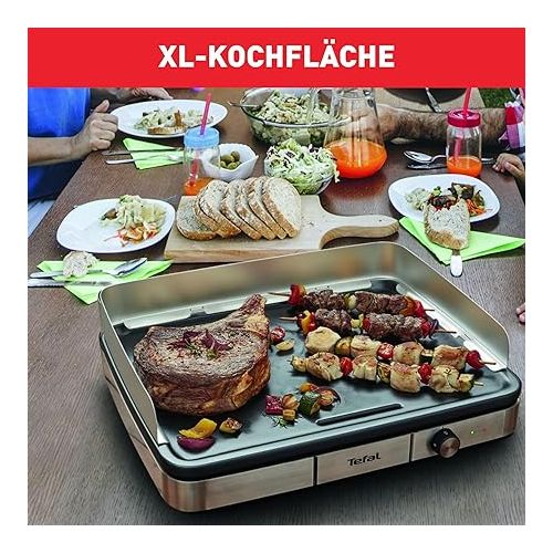  Tefal Maxi Plancha CB690D Electric Table Grill | Extra Large | Non-Stick Teppanyaki Plate | Easy to Clean | Can be Used Indoor and Outdoor Use | Includes Removable Wind Protection + Spatula | 2300 W,