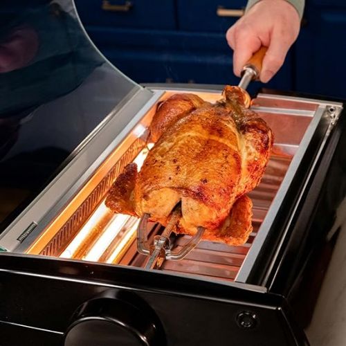  Livington Rotisserie Chef - Indoor Grill, Rotary Grill and Table Grill - Rotisserie Spit for Chicken - Electric Grill - Maximum Capacity - Automatic Shut-Off Function - Duo Infrared Heating Elements