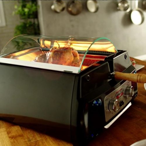  Livington Rotisserie Chef - Indoor Grill, Rotary Grill and Table Grill - Rotisserie Spit for Chicken - Electric Grill - Maximum Capacity - Automatic Shut-Off Function - Duo Infrared Heating Elements