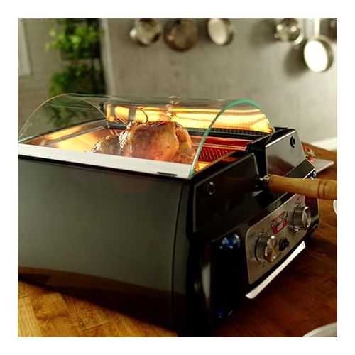  Livington Rotisserie Chef - Indoor Grill, Rotary Grill and Table Grill - Rotisserie Spit for Chicken - Electric Grill - Maximum Capacity - Automatic Shut-Off Function - Duo Infrared Heating Elements