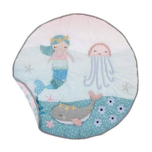  NoJo Sugar Reef Mermaid 4 Piece Nursery Crib Bedding Set Nursery Organizer, Aqua/Teal/Pink