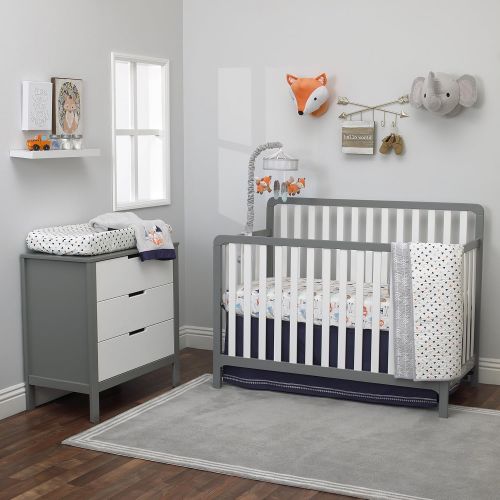  NoJo Aztec Mix & Match 100% Cotton Nursery Crib Quilt, Grey, White, Navy, Orange, Arrow Print